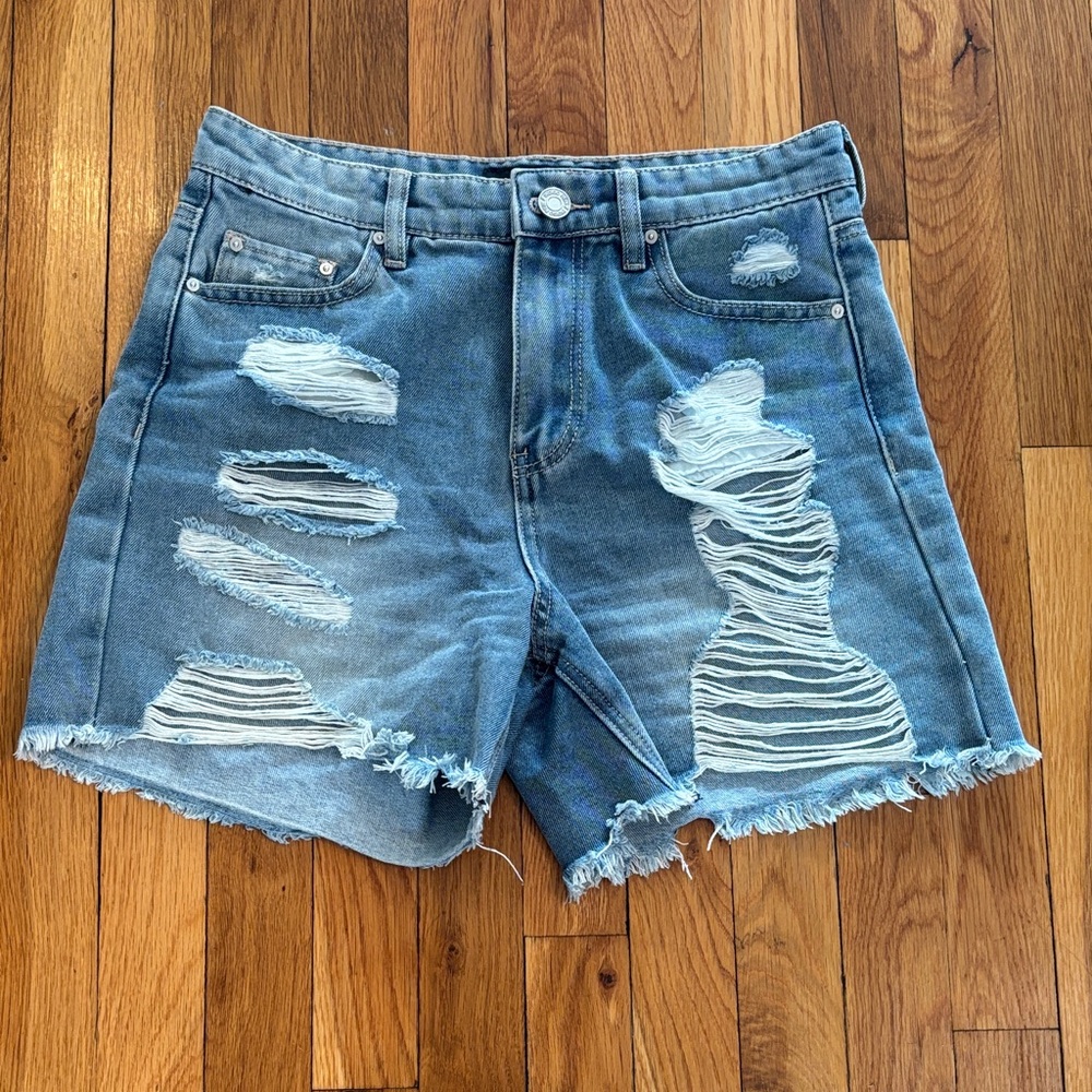 Indigo Rein Light Blue Distressed Denim Shorts